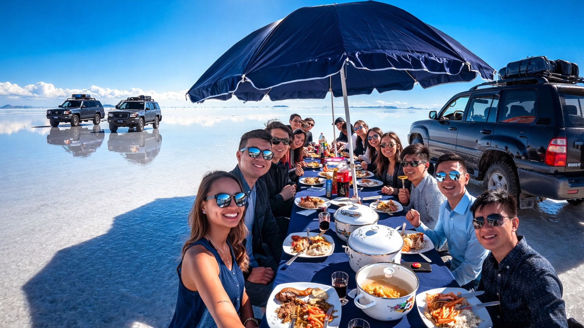 uyuni salt flats tour with dining table